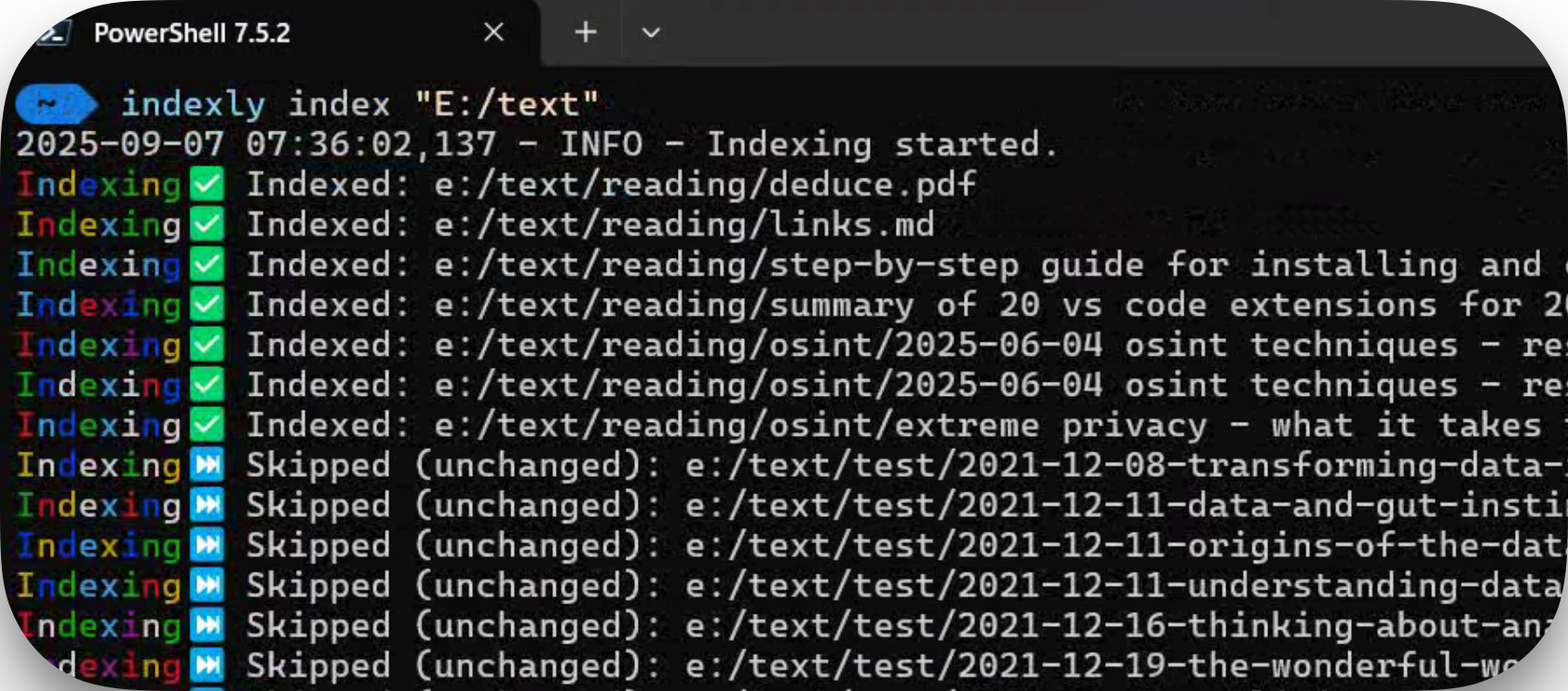 Sample indexing